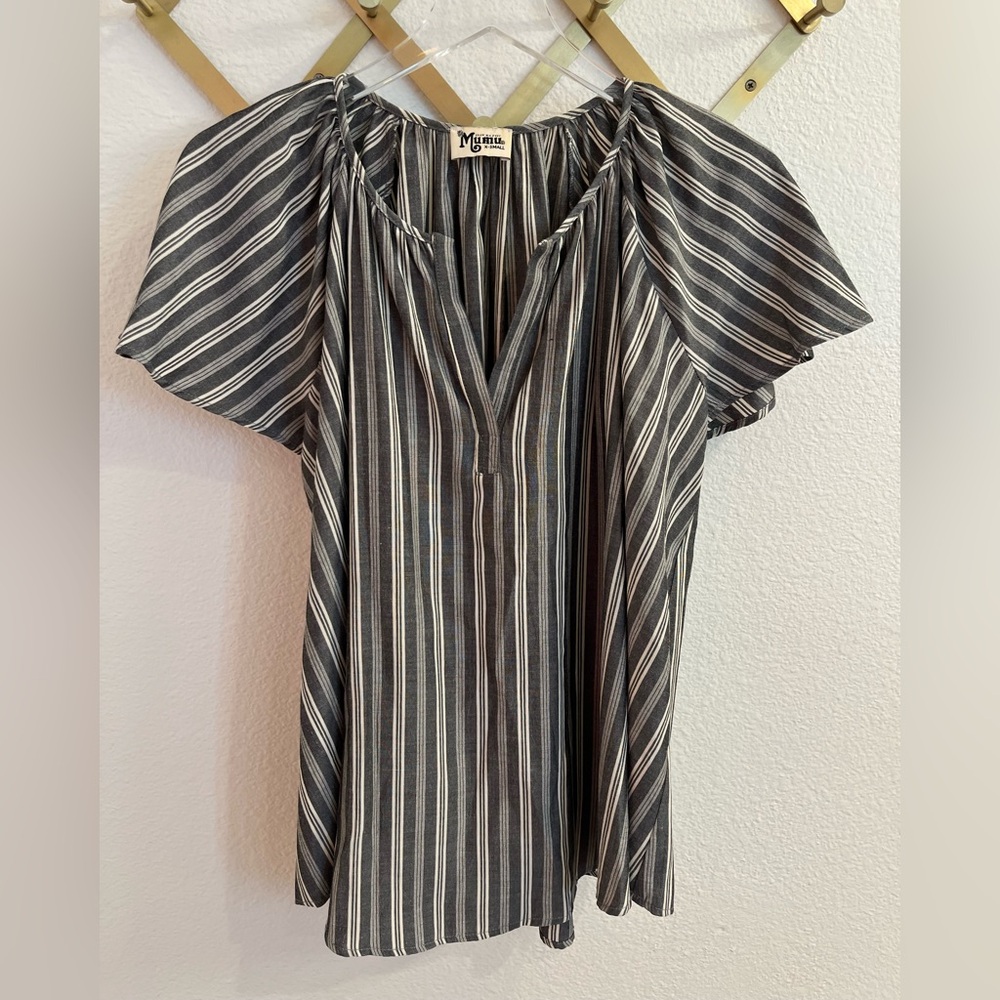 Show Me Your Mumu grey Striped Babydoll Top XS
